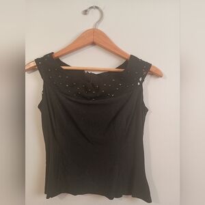 60's Alex Colman- Beaded Black Sleeveless Top- Size S